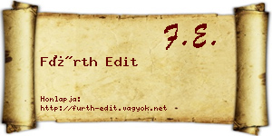 Fürth Edit névjegykártya